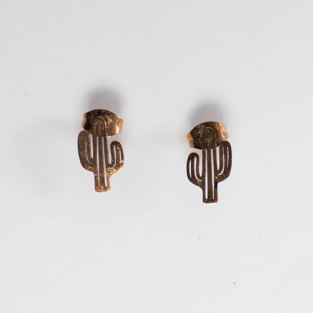 Rose Gold Cactus Studs